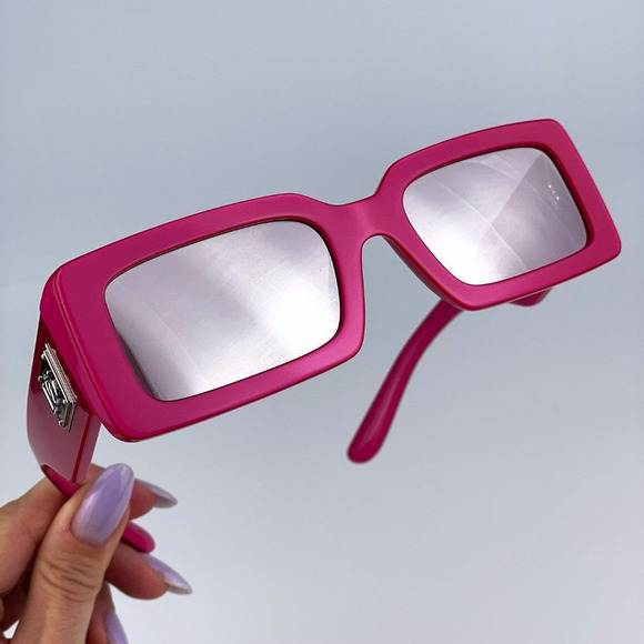 D&G DG4416 33794Z Sunglasses Metallic Pink Mirror Silver Rectangle Unisex - Picture 1 of 13